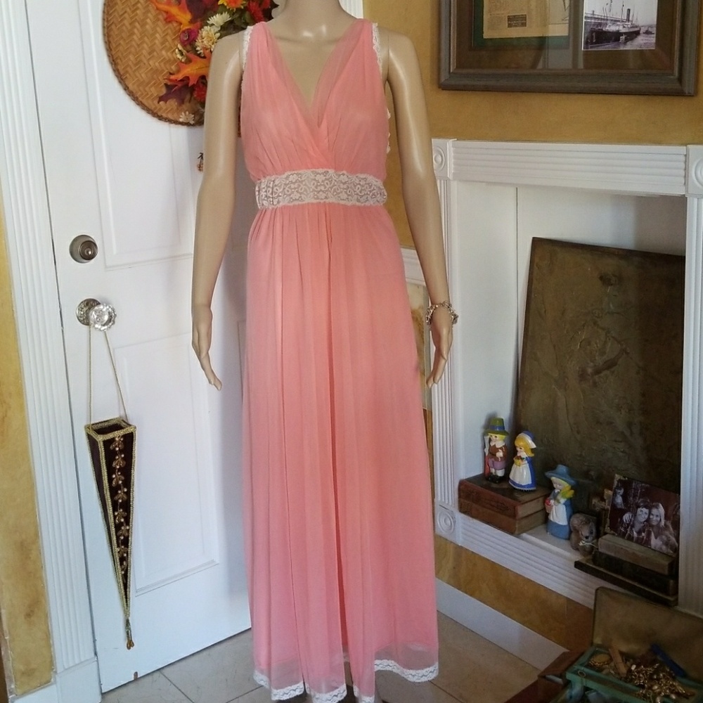 Vintage Pink Lace Waist Gown
